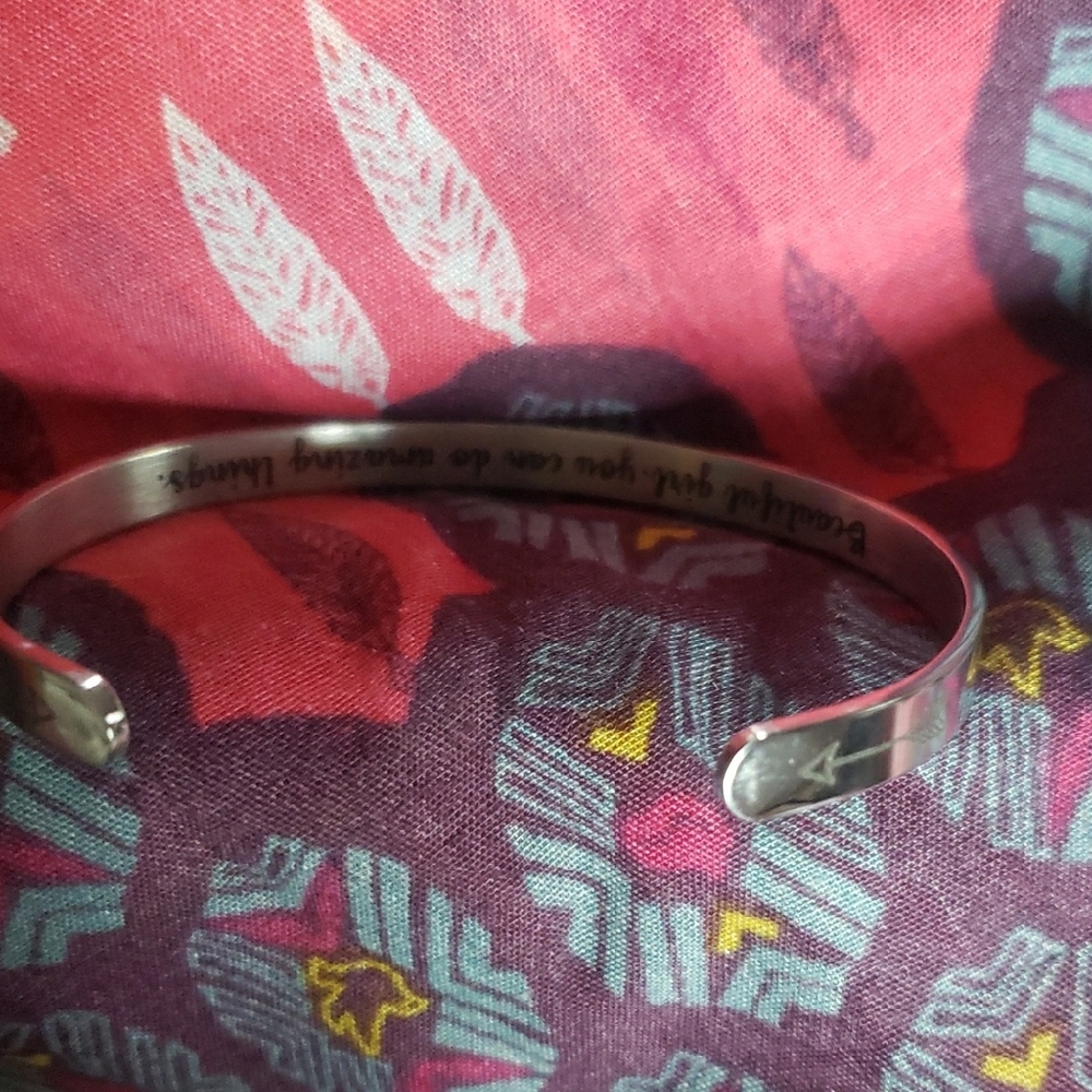 Silver Bangle Inspirational Bracelet